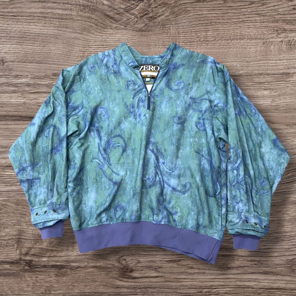 Vtg Zero Restriction Golf Superlight Windshirt Womens M Blue‎ Green Marble Swirl